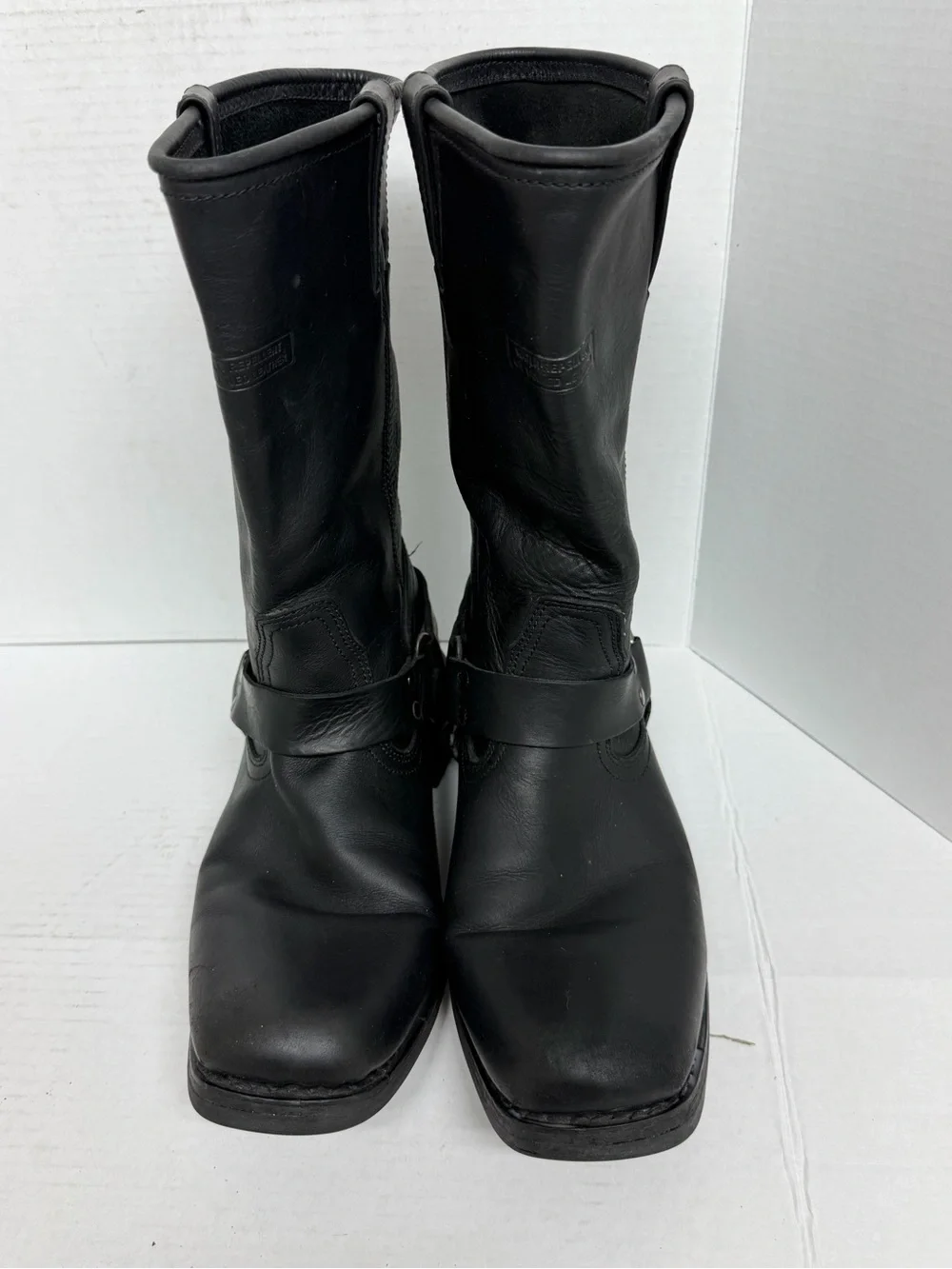 Xelement 1442 Classic Mens Black Leather Motorcycle Biker Harness Boots Size 10